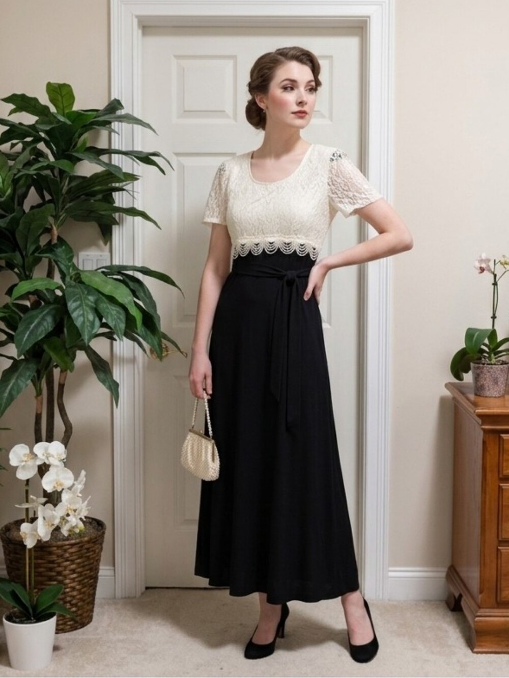 Molly Malloy Petite Lace Dress Size 6 Black/White